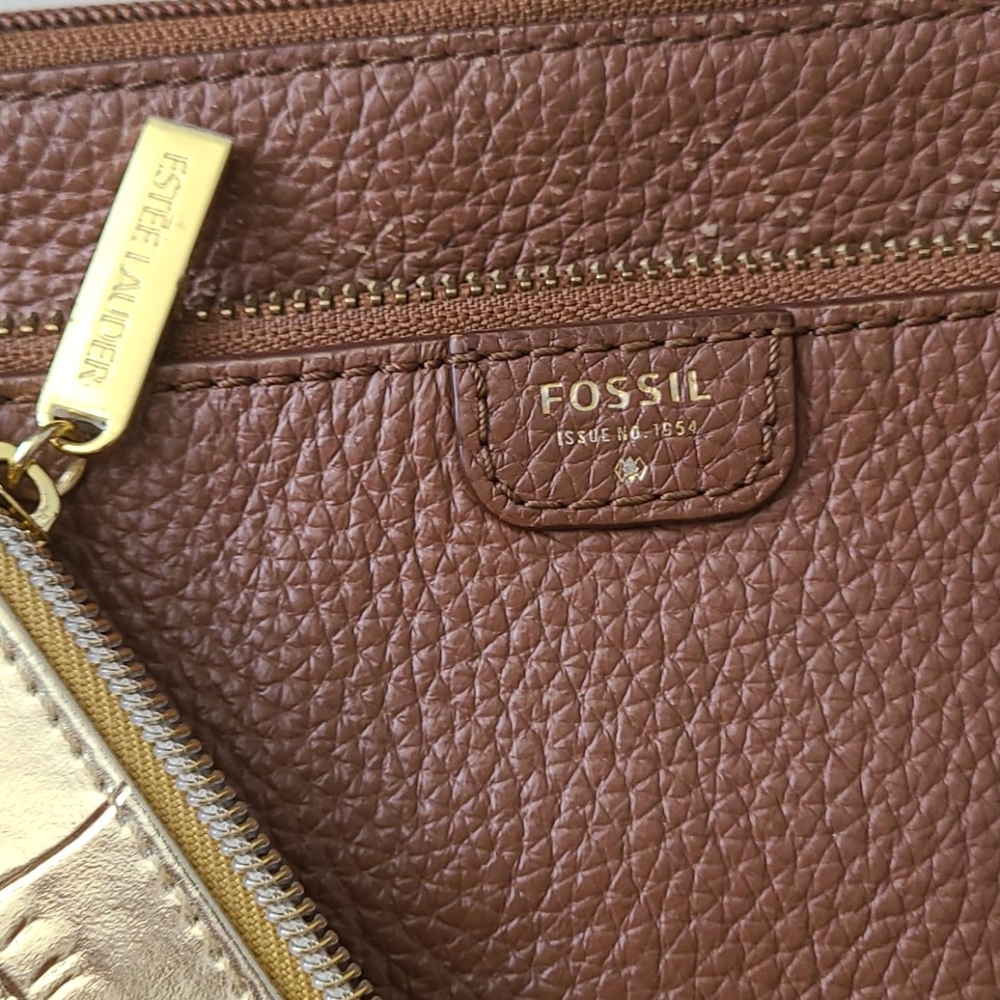 Fossil pebbled Leather Cross body